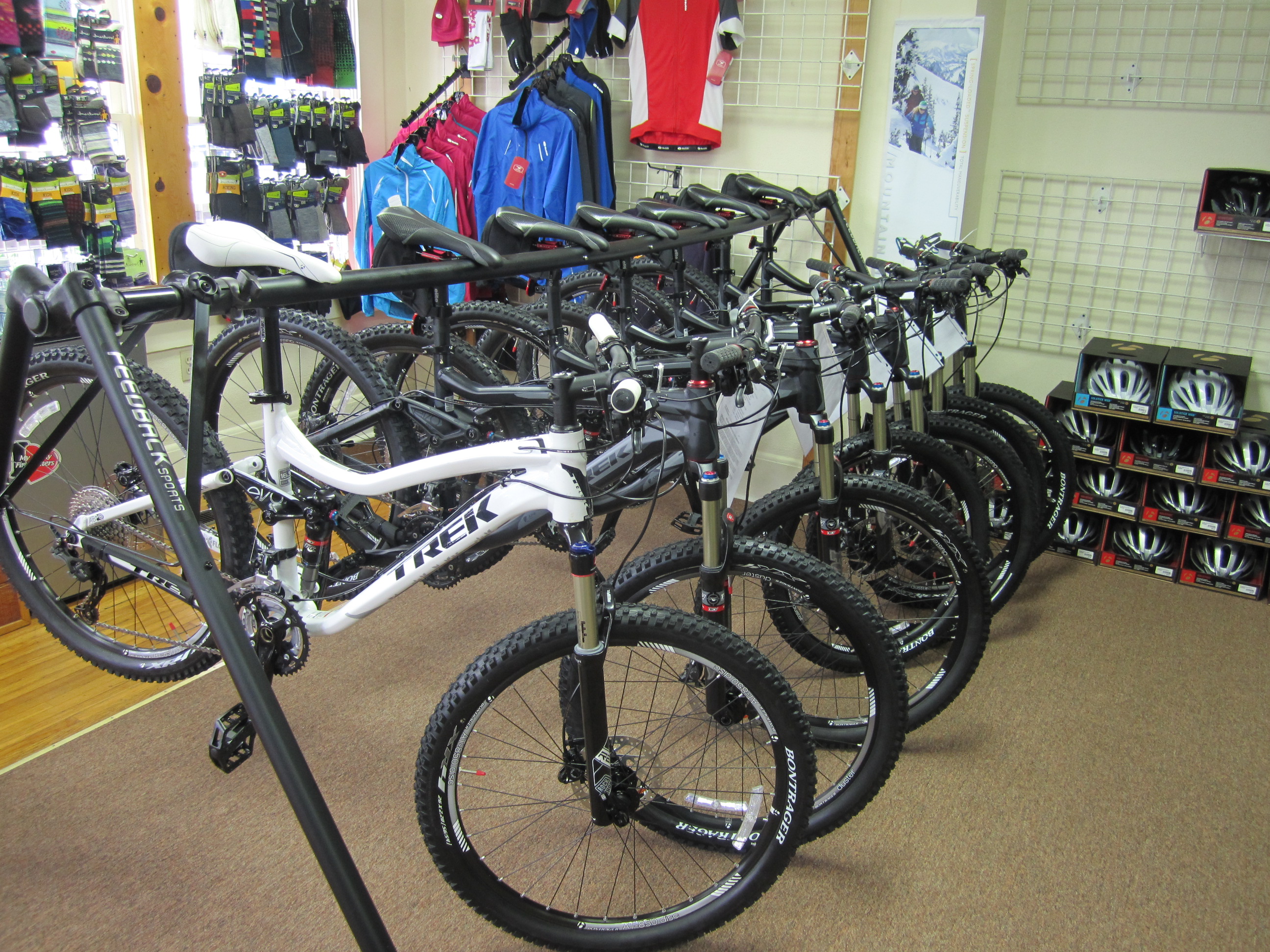 These are the full suspension bikes; Trek Fuel EX 8's and Lush S. We also have hardtails; Mambas and Marlins